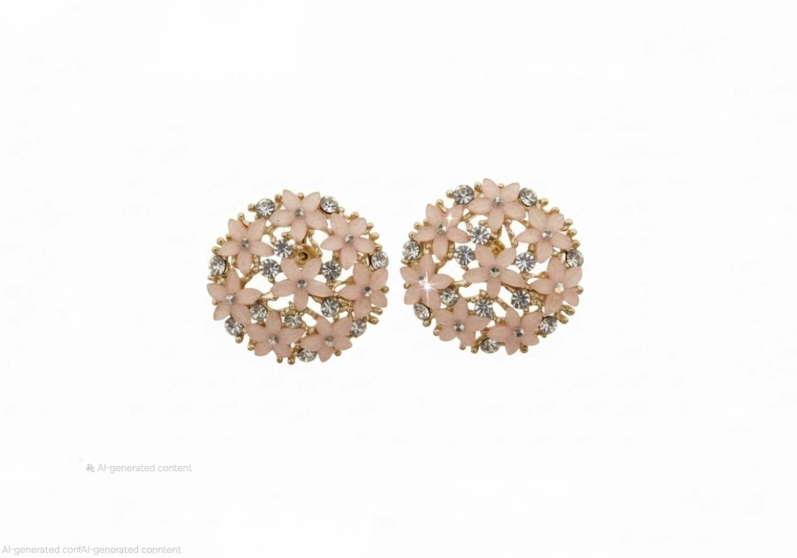 Pink Floral Crystal Cluster Studs